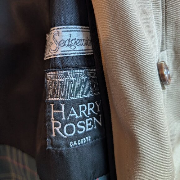 Vintage Harry Rosen Sedgwick Classic Mens Trench Coat – Size 44 Large / XL - Picture 8 of 11
